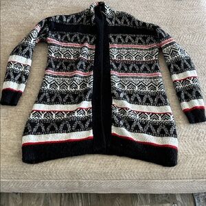 🖤Black and White long Patterned Cardigan